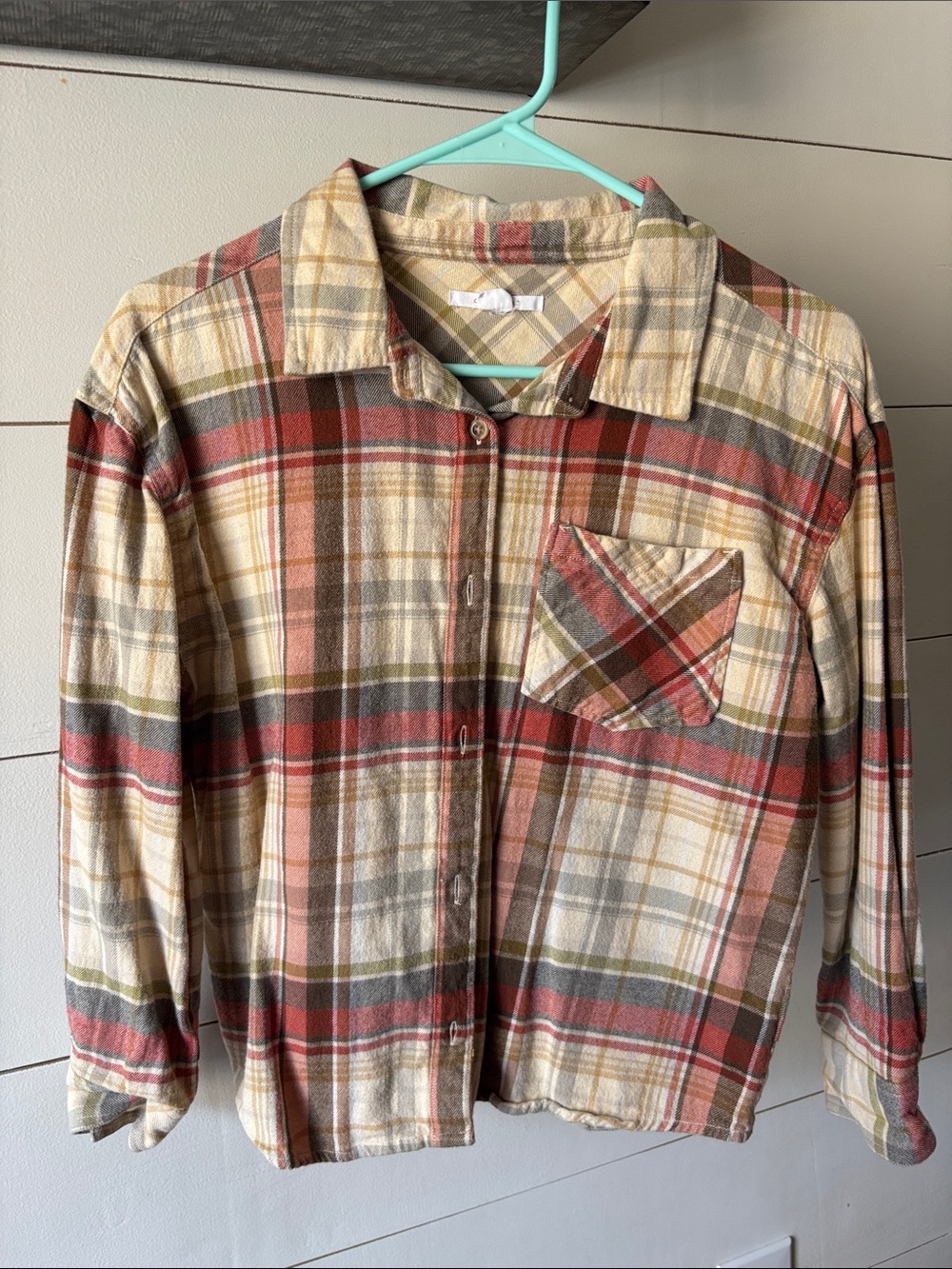 O'Neill Kids Plaid Button-Down Shirt in Cream, Rust & Olive
